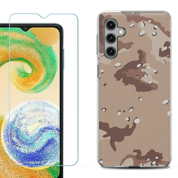 For Samsung Galaxy A16 5G Phone Case Cover, Shockproof Case with Tempered Glass Screen Protector, by OneToughShield - Desert Camo