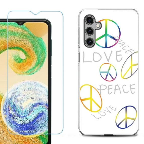 For Samsung Galaxy A16 5G Phone Case Cover, Shockproof Case with Tempered Glass Screen Protector, by OneToughShield - Love/Peace