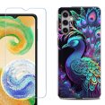 thumbnail image 1 of For Samsung Galaxy A16 5G Phone Case Cover, Shockproof Case with Tempered Glass Screen Protector, by OneToughShield - Neon Peacock, 1 of 3