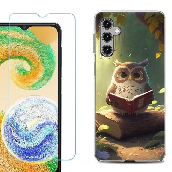 For Samsung Galaxy A16 5G Phone Case Cover, Shockproof Case with Tempered Glass Screen Protector, by OneToughShield - Owl Reading