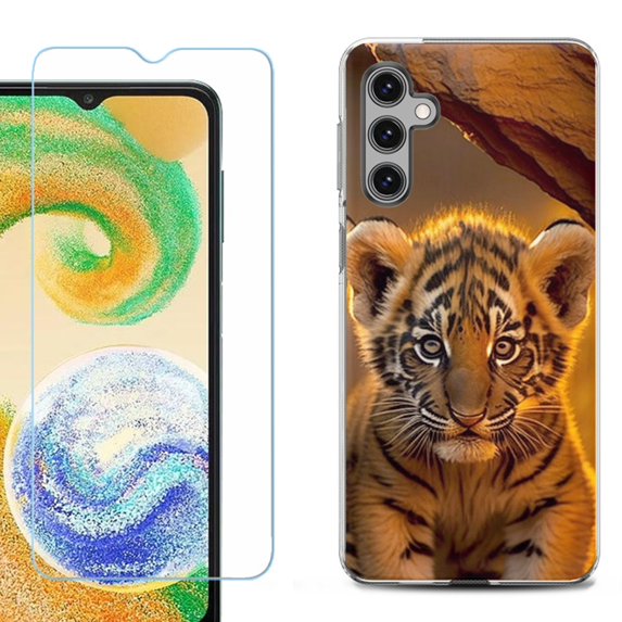 For Samsung Galaxy A16 5G Phone Case Cover, Shockproof Case with Tempered Glass Screen Protector, by OneToughShield - Tiger Cub