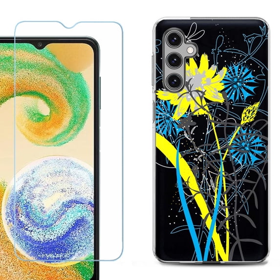 For Samsung Galaxy A16 5G Phone Case Cover, Shockproof Case with Tempered Glass Screen Protector, by OneToughShield - Wild Flowers