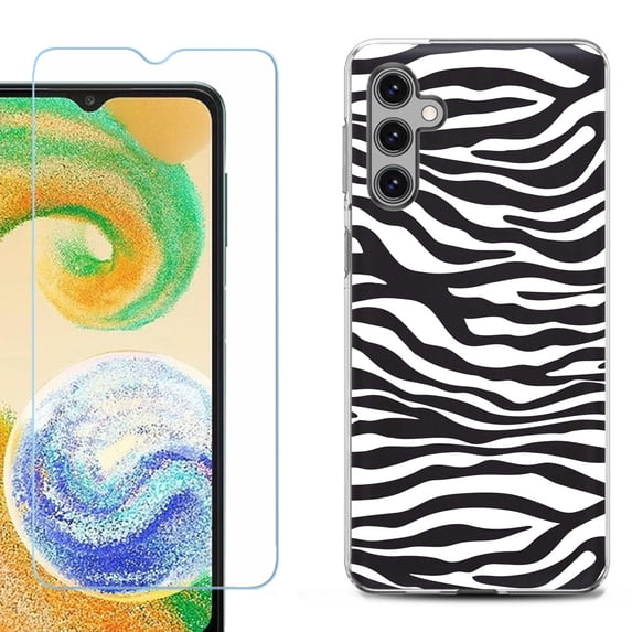 For Samsung Galaxy A16 5G Phone Case Cover, Shockproof Case with Tempered Glass Screen Protector, by OneToughShield - Zebra B/W