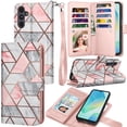 thumbnail image 1 of For Samsung Galaxy A16 5G Wallet Case with Credit Card Holder for Women Men, Flip PU Leather Wallet Phone Case for Galaxy A16, Tekcoo Detachable Magnetic Kickstand Cover with Wrist Strap, Marble, 1 of 8