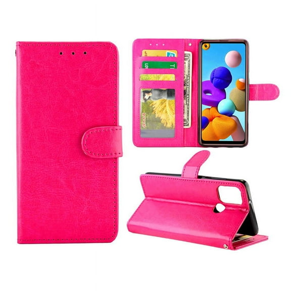 For Samsung Galaxy A21S Crazy Horse Texture Leather Horizontal Flip Protective Case with Holder &