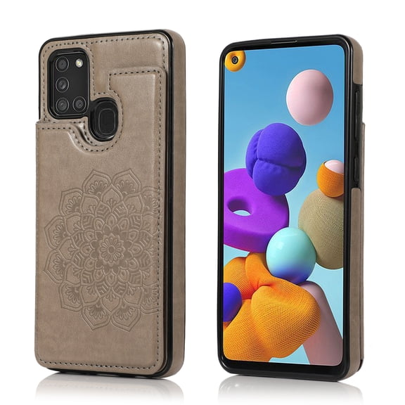 For Samsung Galaxy A21s Double Buckle Mandala PU+TPU Phone Case
