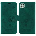 thumbnail image 1 of For Samsung Galaxy A22 5G Wallet Case, Butterfly & Rose Embossed Leather Magnetic Flip Phone Case Kickstand Cover Card Cash Pocket Protective Case+Hand Strap,Green, 1 of 10