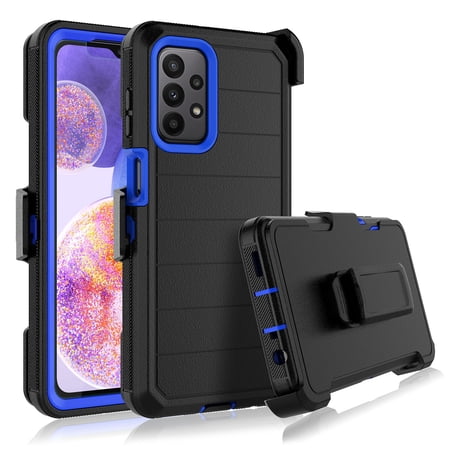 For Samsung Galaxy A23 5G 2022 6.6" Case, Heavy Duty Rugged Defender Case with [Belt Clip Holster] [Built in Screen Protecotr], Shockproof Full Body Protection Kickstand Cover, Blue