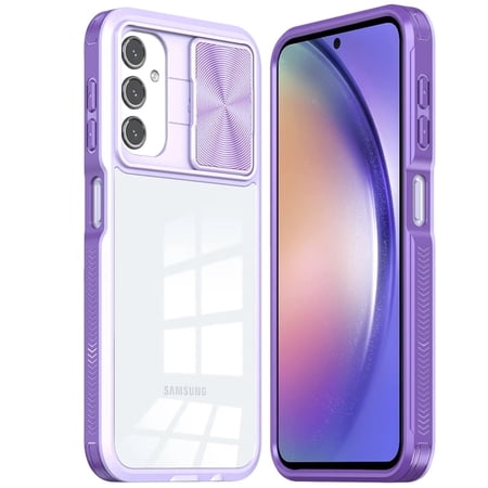 For Samsung Galaxy A25 5G Hybrid Cases with Sliding Camera Cover Transparent Shockproof Bumper TPU + PC Protective Cover ,Xpm Phone Case [ Purple ]