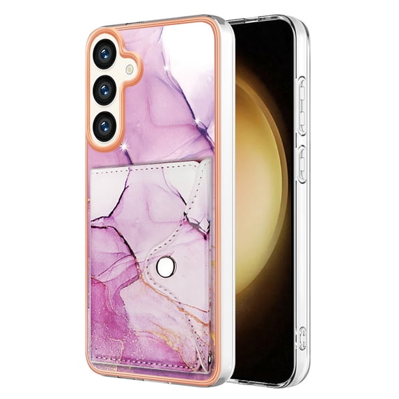 For Samsung Galaxy A25 5G Marble Patterned Case with Card Holder, Back Folio Kickstand PU Leather + Soft Crystal Bumper Edge, Magnetic Clasp Back Cover For Samsung Galaxy A25 5G,Darkpurple