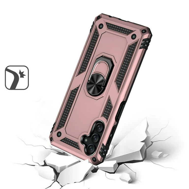 For Samsung Galaxy A25 5G Military Grade Rugged Dual Layers 2in1 Hard PC TPU Shockproof Hybrid with Ring Kickstand Cover Xpm Phone Case Rose Gold