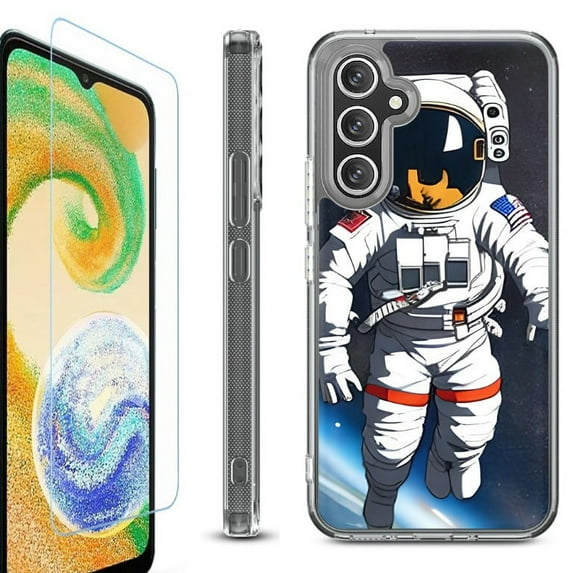 For Samsung Galaxy A26 5G Phone Case Cover, Shockproof Bumper Hybrid Case with Tempered Glass Screen Protector, by OneToughShield - Astronaut