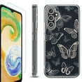 thumbnail image 1 of For Samsung Galaxy A26 5G Phone Case Cover, Shockproof Bumper Hybrid Case with Tempered Glass Screen Protector, by OneToughShield - Butterfly BW, 1 of 3