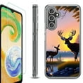 thumbnail image 1 of For Samsung Galaxy A26 5G Phone Case Cover, Shockproof Bumper Hybrid Case with Tempered Glass Screen Protector, by OneToughShield - Deer Sunset, 1 of 3