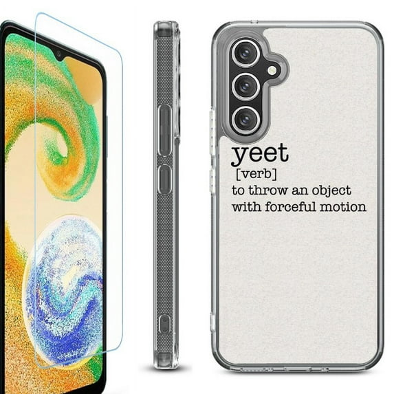 For Samsung Galaxy A26 5G Phone Case Cover, Shockproof Bumper Hybrid Case with Tempered Glass Screen Protector, by OneToughShield - Dictionary/Yeet