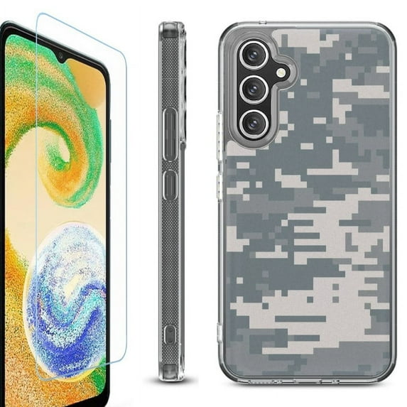 For Samsung Galaxy A26 5G Phone Case Cover, Shockproof Bumper Hybrid Case with Tempered Glass Screen Protector, by OneToughShield - Digital Camo
