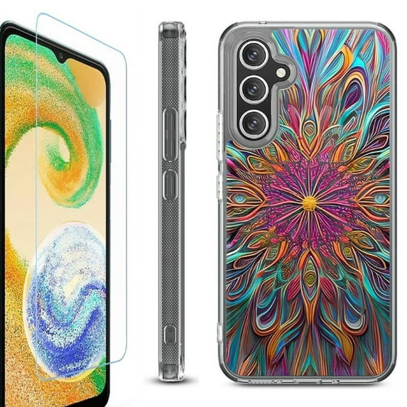 For Samsung Galaxy A26 5G Phone Case Cover, Shockproof Bumper Hybrid Case with Tempered Glass Screen Protector, by OneToughShield - Doodle Art