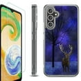 thumbnail image 1 of For Samsung Galaxy A26 5G Phone Case Cover, Shockproof Bumper Hybrid Case with Tempered Glass Screen Protector, by OneToughShield - Midnight Deer, 1 of 3