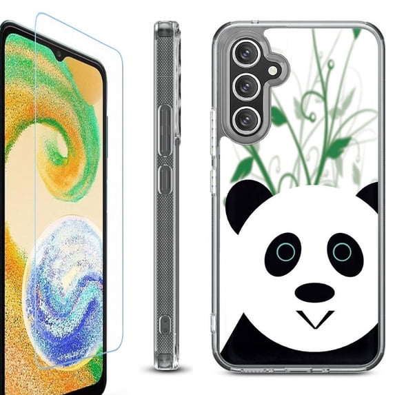 For Samsung Galaxy A26 5G Phone Case Cover, Shockproof Bumper Hybrid Case with Tempered Glass Screen Protector, by OneToughShield - Panda