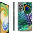 thumbnail image 1 of For Samsung Galaxy A26 5G Phone Case Cover, Shockproof Bumper Hybrid Case with Tempered Glass Screen Protector, by OneToughShield - Peacock Feather, 1 of 3