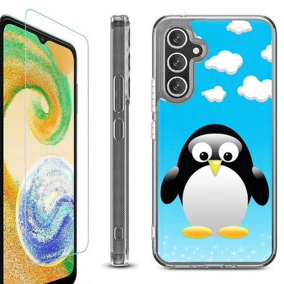 For Samsung Galaxy A26 5G Phone Case Cover, Shockproof Bumper Hybrid Case with Tempered Glass Screen Protector, by OneToughShield - Penguin