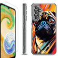 thumbnail image 1 of For Samsung Galaxy A26 5G Phone Case Cover, Shockproof Bumper Hybrid Case with Tempered Glass Screen Protector, by OneToughShield - Pug Art, 1 of 3