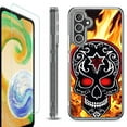 thumbnail image 1 of For Samsung Galaxy A26 5G Phone Case Cover, Shockproof Bumper Hybrid Case with Tempered Glass Screen Protector, by OneToughShield - Skull Flames, 1 of 3