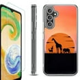 thumbnail image 1 of For Samsung Galaxy A26 5G Phone Case Cover, Shockproof Bumper Hybrid Case with Tempered Glass Screen Protector, by OneToughShield - Sunset Safari, 1 of 3