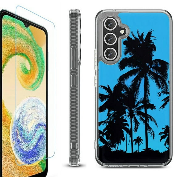 For Samsung Galaxy A26 5G Phone Case Cover, Shockproof Bumper Hybrid Case with Tempered Glass Screen Protector, by OneToughShield - Tropical Summer