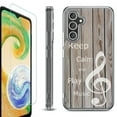 thumbnail image 1 of For Samsung Galaxy A26 5G Phone Case Cover, Shockproof Bumper Hybrid Case with Tempered Glass Screen Protector, by OneToughShield - Wood/Music, 1 of 3