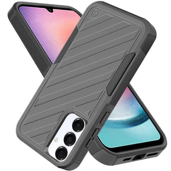 For Samsung Galaxy A26 Case, Hybrid lined shockproof dual layer Rugged 2in1 Hard PC & Silicone TPU Non Slip Textured Tough Armor Phone Cover (Gray)