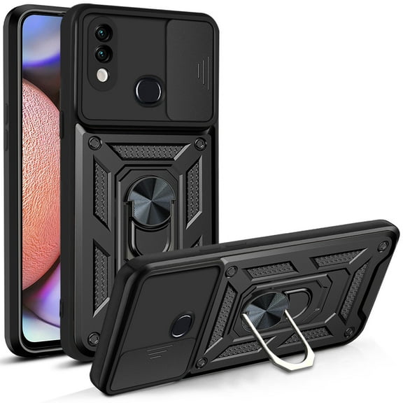 For Samsung Galaxy A32 Case, Ring Kickstand Magnetic & Slide Camera Protector Military-Grade Hybrid Rugged Drop Protection Phone Cover