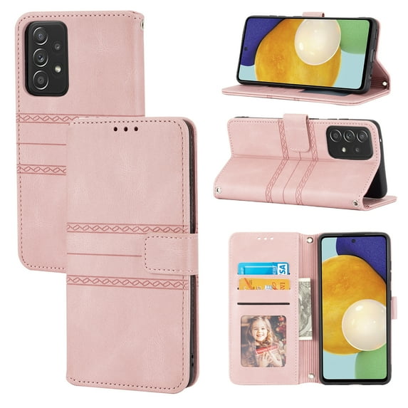 For Samsung Galaxy A33 5G Wallet Case, Shockproof Folio Leather Wallet Cover with Card Slots Magnetic Flip Kickstand Crossbody 1.5M Length Strap Case For Samsung Galaxy A33 5G,Pink