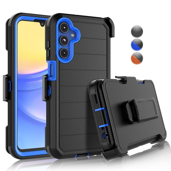 For Samsung Galaxy A35 5G 6.6" Case,Heavy Duty Rugged Defender Case with [Belt Clip Holster] [Built in Screen Protecotr], Shockproof Full Body Protection Kickstand Cover, Blue
