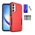 thumbnail image 1 of For Samsung Galaxy A35 5G/ A55 5G Case, Dual Layer Shockproof Cover Case + Stylus Pen/ Tempered Glass (Red), 1 of 5