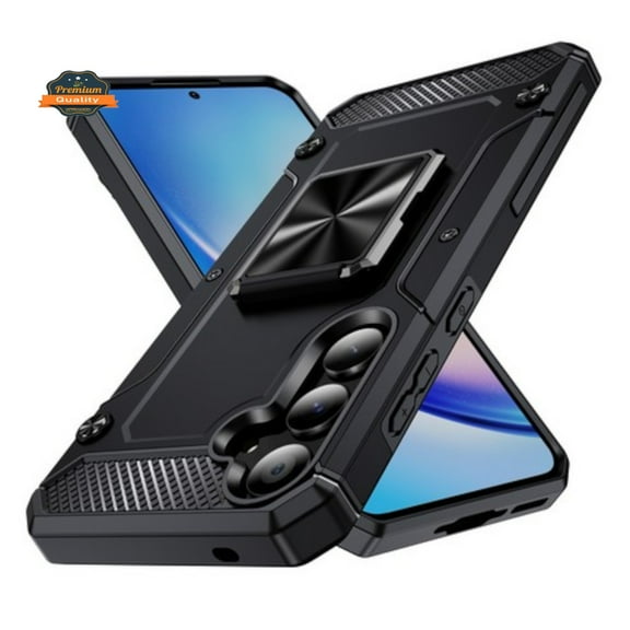 For Samsung Galaxy A35 5G Hybrid Cases Built-in 360° Rotate Ring Stand for Magnetic Car Mount, Military Magnetic Shockproof PC Phone Case Cover by Xpression - Black