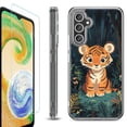 thumbnail image 1 of For Samsung Galaxy A35 5G Phone Case Cover, Shockproof Bumper Hybrid Case with Tempered Glass Screen Protector, by OneToughShield - Curious Tiger Cub, 1 of 3