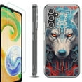 thumbnail image 1 of For Samsung Galaxy A35 5G Phone Case Cover, Shockproof Bumper Hybrid Case with Tempered Glass Screen Protector, by OneToughShield - Cyberpunk Wolf, 1 of 3