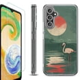 thumbnail image 1 of For Samsung Galaxy A35 5G Phone Case Cover, Shockproof Bumper Hybrid Case with Tempered Glass Screen Protector, by OneToughShield - Flamingo Sunset, 1 of 3
