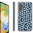 thumbnail image 1 of For Samsung Galaxy A35 5G Phone Case Cover, Shockproof Bumper Hybrid Case with Tempered Glass Screen Protector, by OneToughShield - Flower/Blue, 1 of 3