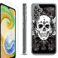 thumbnail image 1 of For Samsung Galaxy A35 5G Phone Case Cover, Shockproof Bumper Hybrid Case with Tempered Glass Screen Protector, by OneToughShield - Grunge Skull, 1 of 3