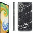 thumbnail image 1 of For Samsung Galaxy A35 5G Phone Case Cover, Shockproof Bumper Hybrid Case with Tempered Glass Screen Protector, by OneToughShield - Marble B/W, 1 of 3