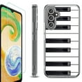 thumbnail image 1 of For Samsung Galaxy A35 5G Phone Case Cover, Shockproof Bumper Hybrid Case with Tempered Glass Screen Protector, by OneToughShield - Piano Design, 1 of 3