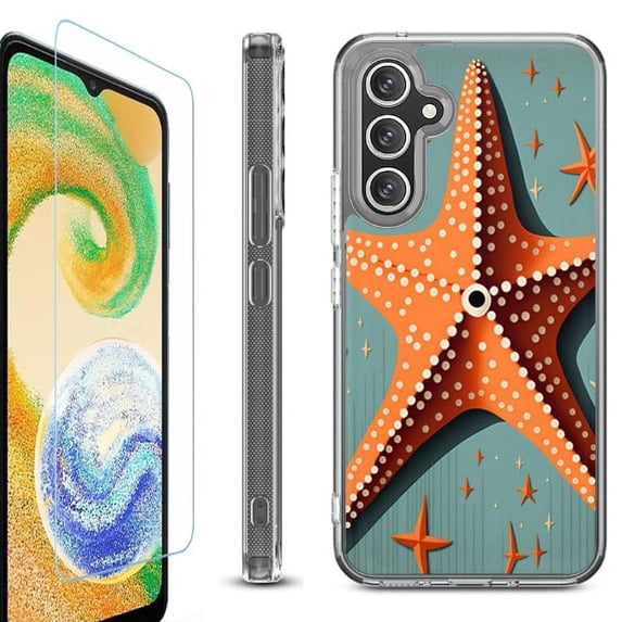 For Samsung Galaxy A35 5G Phone Case Cover, Shockproof Bumper Hybrid Case with Tempered Glass Screen Protector, by OneToughShield - Sea Star