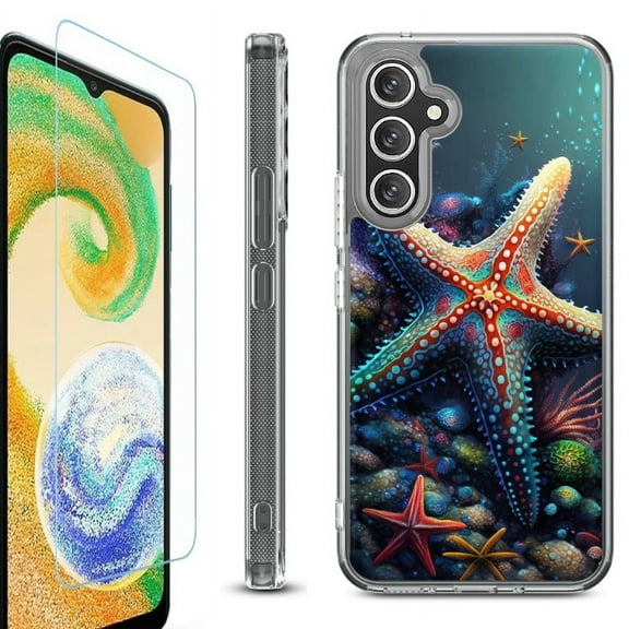 For Samsung Galaxy A35 5G Phone Case Cover, Shockproof Bumper Hybrid Case with Tempered Glass Screen Protector, by OneToughShield - Starfish