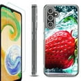 thumbnail image 1 of For Samsung Galaxy A35 5G Phone Case Cover, Shockproof Bumper Hybrid Case with Tempered Glass Screen Protector, by OneToughShield - Strawberry, 1 of 3