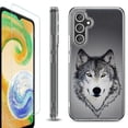 thumbnail image 1 of For Samsung Galaxy A35 5G Phone Case Cover, Shockproof Bumper Hybrid Case with Tempered Glass Screen Protector, by OneToughShield - Wolf Face, 1 of 3