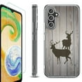 thumbnail image 1 of For Samsung Galaxy A35 5G Phone Case Cover, Shockproof Bumper Hybrid Case with Tempered Glass Screen Protector, by OneToughShield - Wood/Deer, 1 of 3