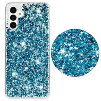 For Samsung Galaxy A35 Case,Cute Glitter Bling Twinkle Stardust with Drop Protection Shockproof Soft TPU Slim Flexible Phone Case Girls/Women Protective case for Samsung A35,Blue