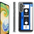 thumbnail image 1 of For Samsung Galaxy A36 5G Phone Case Cover, Shockproof Bumper Hybrid Case with Tempered Glass Screen Protector, by OneToughShield - Cassette Blue, 1 of 3